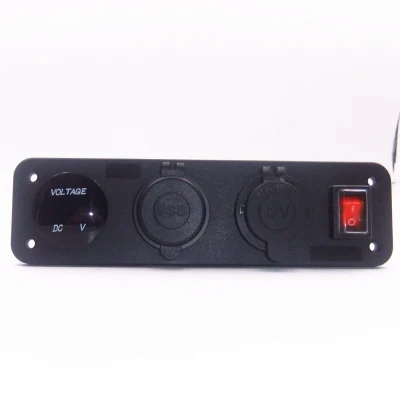 防水スイッチパネルソケット電圧計デュアル USB 充電器ロッカースイッチボタン LED ライト車オートバイ用